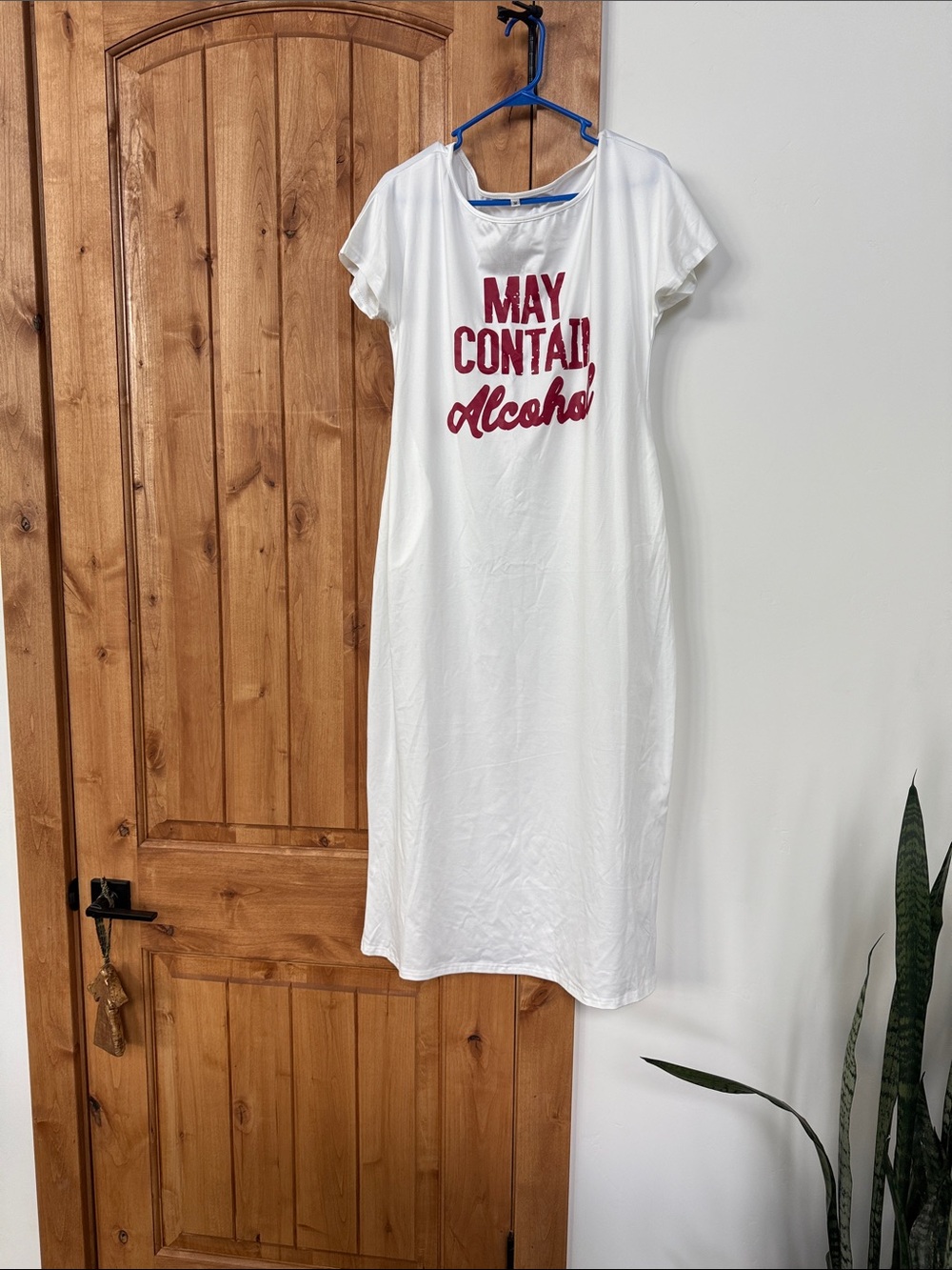 White Graphic Nightshirt "May Contain Alcohol"